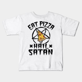 Eat Pizza Hail Satan Goth Funny Death Metal Kids T-Shirt